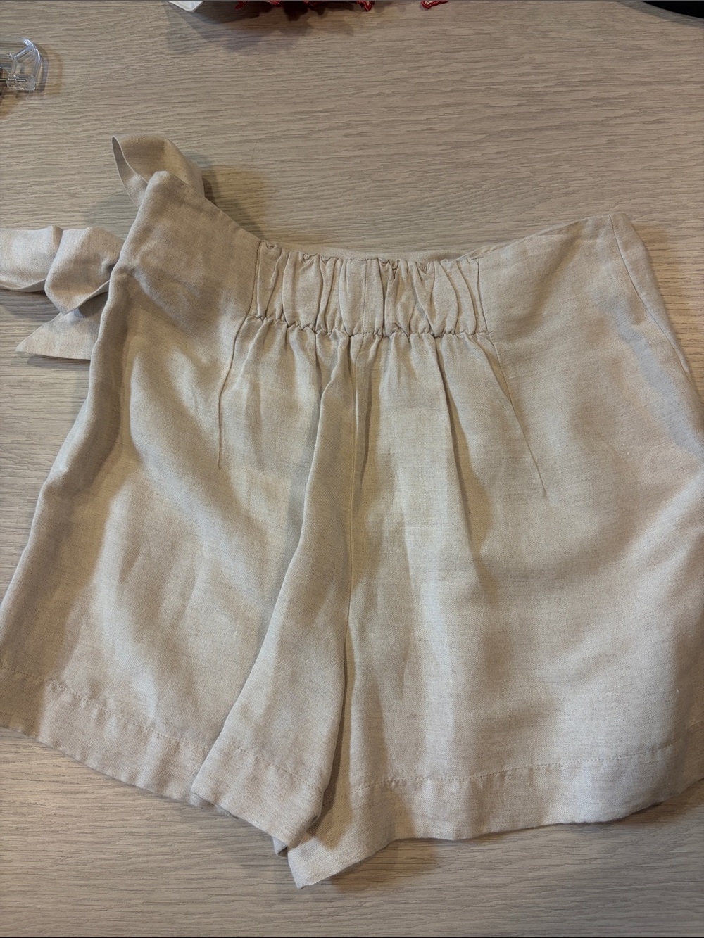 Tie-Waist Linen Blend Women's Skort - Cream - Picture 4 of 4